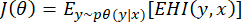 Bayesian optimization equation, J(theta)=E_y~p_theta(y|x)[EH1(y,x)], mathematical formula.