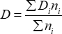 Chemical diversity index formula, ΣDi*ni/Σni, equation for biodiversity analysis, mathematical expression.