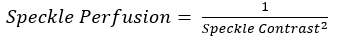 Speckle perfusion equation; formula representing blood flow measurement via speckle contrast.