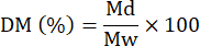 figure-protocol-4 Dry matter calculation formula, DM(%)=Md/Mw×100, equation.