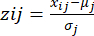 Z-score formula, statistical analysis, equation for standardizing data, educational resource.