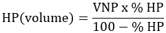 Hydroponics nutrient calculation formula, HP(volume) equation for solution concentration.