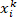 Mathematical expression xi^k, showing subscript and superscript notation in a formula context.