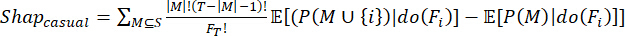 Causal Shapley value equation, Σ notation, formula diagram, used in data analysis methods.