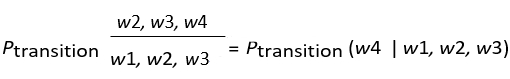 Transition probability equation, mathematical formula, educational diagram, probability concept