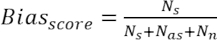 Bias score calculation formula in static equilibrium diagram; equation: Bias_score=Ns/(Ns+Nas+Nn).