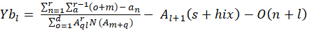 Mathematical equation for Yb1 involving summation notation, algebraic symbols; educational use.