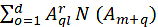 Mathematical formula: Σₒ₌₁ᵈ Aʳqₗ N(Aₘ₊q); complex variable equation.