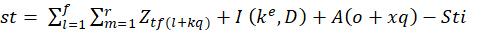 Mathematical formula illustrating summation notation and operations; Σ, I(kⁿ,D), A(o+xq).