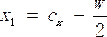 Static equilibrium equation K1=Cx-(W/2); formula for force balance analysis.
