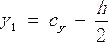 Static equilibrium equation, y1=cy-h/2, formula illustrating symmetrical balance concept.