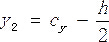 y<sub>2</sub> = c<sub>y</sub> - h/2 equation; mathematical expression; static equilibrium analysis.