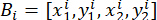 Equation of box coordinates, \( B_i = [x_1^i, y_1^i, x_2^i, y_2^i] \), in mathematical notation.