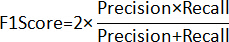 F1 score formula, equation for calculating model performance, precision-recall balance.