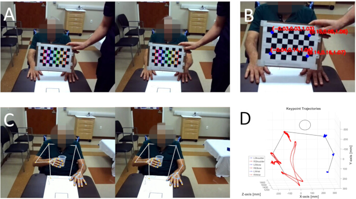 Color calibration and motion capture; diagram of keypoint trajectories in motion analysis study.