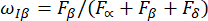 Statistical mechanics: ωβ=Fβ/(Fα+Fβ+Fδ) in formula, thermodynamic equilibrium analysis.