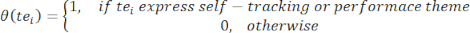 Self-tracking performance theme equation; mathematical expression for behavioral classification.