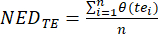 NED formula, Σ θ(te)/n, for statistical analysis in research; equation image.