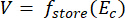 V=f_store(E_c) formula for energy storage, diagram, highlighting function relationship.