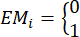 Static equilibrium formula, EMi={0,1}, mathematical expression in scientific context.