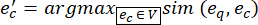 Mathematical formula; argmax function for similarity measurement, equation symbol analysis.