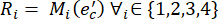 Mathematical vector equation; Ri=Mi(e'z); variable expression analysis; educational use.