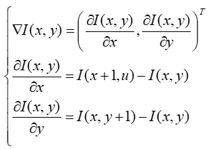 Gradient computation equations; image processing formula set; mathematical derivation.