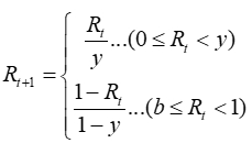 R_(t+1)=R_t/y formula; mathematical model; iterative method; equation for dynamic systems.