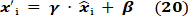 figure-protocol-40 Normalization equation in statistical analysis, formula: x'i=γ·x̂i+β (20).