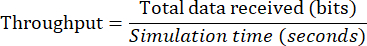 figure-protocol-6 Throughput calculation formula, equation, data analysis, total data received, simulation time ratio