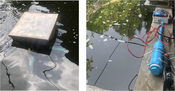 figure-introduction-3 Aquatic pollution filtration setup; water sampling equipment; environmental research experiment.