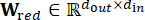 Static equilibrium symbol \( W_{red} \in \mathbb{R}^{d_{out} \times d_{in}} \), mathematical notation.