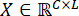 X in R^CxL matrix, mathematical equation, algebraic expression, educational formula.