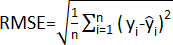 Root Mean Square Error (RMSE) equation; statistical analysis method, error measurement formula.