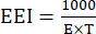 EEI calculation, equation, ratio of 1000 over EXT, key concept in energy efficiency analysis.