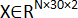 Mathematical set notation X∈R^Nx30x2, equation, algebra, dimensionality concept.