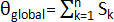 Global angle calculation, equation: θ_global = Σ S_k from k=1 to n, mathematical concept.