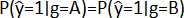 Probability equation; P(ŷ=1|g=A)=P(ŷ=1|g=B); statistical analysis; equation; research method.