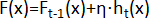 Mathematical equation, F(x)=Fₜ₋₁(x)+n·hₜ(x), for sequential data processing analysis.