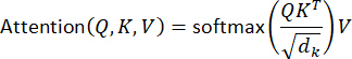 Attention mechanism formula, key concept in machine learning for sequence processing.