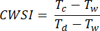 CWSI formula; crop water stress index equation; agricultural research; environmental monitoring.