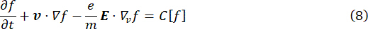 figure-protocol-20 Kinetic equation, partial differential formula, diagram for electron phase-space distribution study.