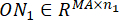 Matrix equation \(ON_1 \in R^{MAX \times n_1}\) in mathematical notation.