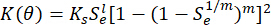 Hydraulic conductivity equation, K(θ)=KsSe^l[1-(1-Se^(1/m))^m]^2 formula for soil physics analysis.