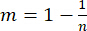 Equation m=1-1/n; mathematical concept; algebraic formula; ratio analysis.