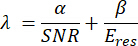 figure-protocol-7 Spectroscopy equation λ=α/SNR+β/Eres, formula used in signal analysis diagram.