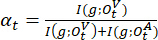 Equation of selective attention; ratio of predicted and actual outcomes; mathematical expression.