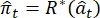 Equation: estimator symbol π̂ equals function R of control variable â; data analysis concept.