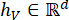 Equation depicting vector space element: \( h_v \in \mathbb{R}^d \).