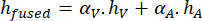 Equation: Fusion calculation using weighted sum formula.